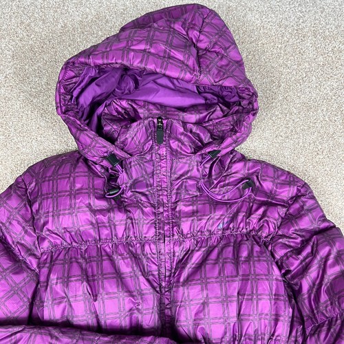 Nike Coat Girls Size M Medium 11 12 Purple Check 800 Down Hooded Zip Up - Picture 2 of 10