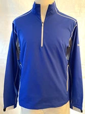 FOOTJOY Men's 1/2 Zip Blue Hudi Medium Polyester Pullover Jacket Windbreaker