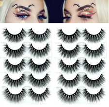 10 Pairs 3D False Eyelashes Mink Wispy Cross Long Thick Soft Fake Eye Lashes USA