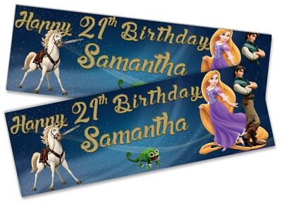 x2 Personalisierte Geburtstagsbanner Verheddert Kinder Kids Party Dekoration Poster 3