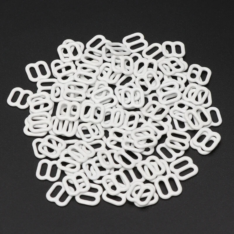 100pcs Metal Lingerie Adjustable Sewing Bra Sliders Rings Buckles DIY 6mm-15mm - Image 2 of 4