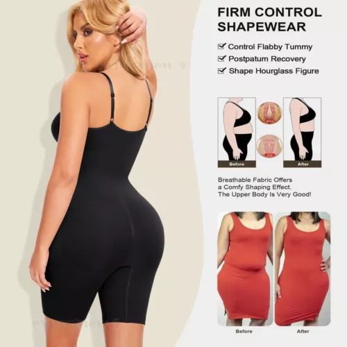 Tummy Control Bodysuit Sculpting Body Shaper Tank Top Shapewear Snatched Waist - Picture 4 of 35
