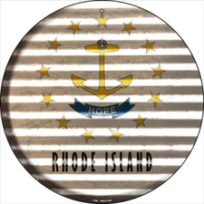Rhode Island Flag Corrugated Effect Circular Metal Sign 12" Home Garage Decor