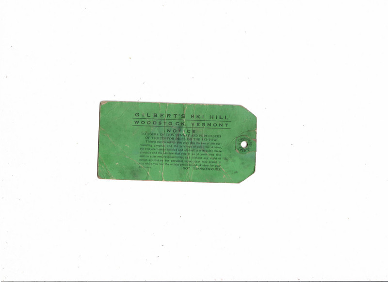 GILBERT SKI TOW TICKET ORIGINAL VINTAGE 