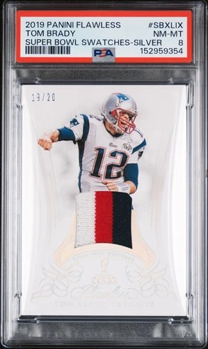 2019 PANINI FLAWLESS SUPER BOWL SWATCHES SILVER #SBXLIX TOM BRADY 19/20 PSA 8