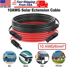 10 AWG Black Red Solar Panel Extension Cable Silicone Flexible Wire Connectors