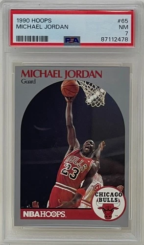 Michael Jordan 1990 NBA Hoops Chicago Bulls Basketball Trading Card #65 PSA 7