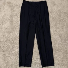 Tommy Hilfiger Dress Pants Mens 33x33 Black Fade Striped Cuffed Pleated Trousers