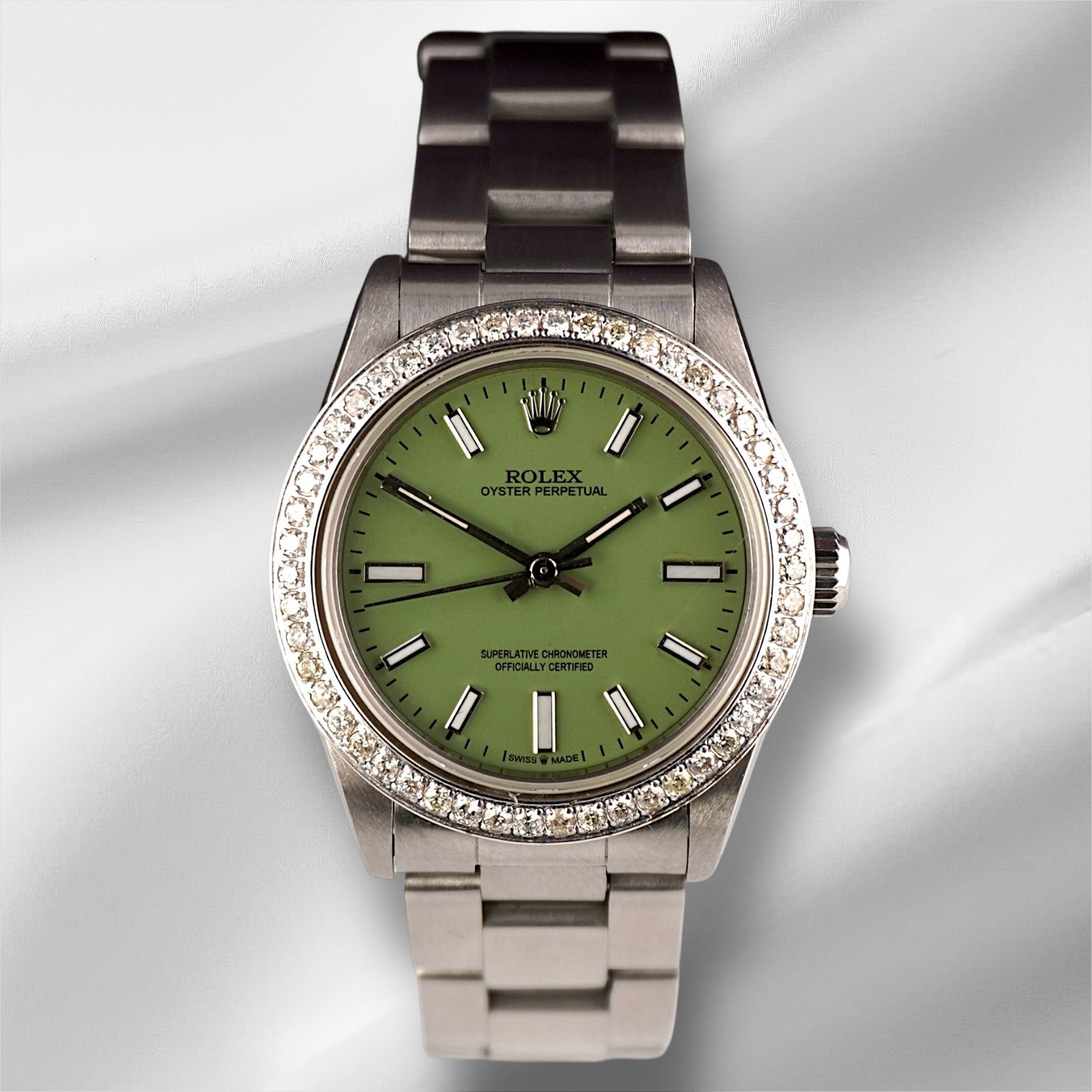 Rolex Oyster Perpetual 1ct Diamonds Steel