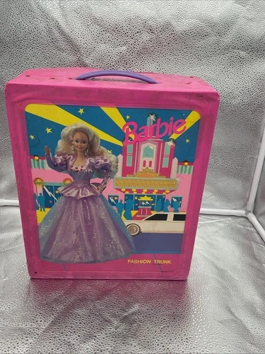 Vintage 1992 Barbie Doll Storage & Fashion Trunk Case Pink Vinyl 90s Empty