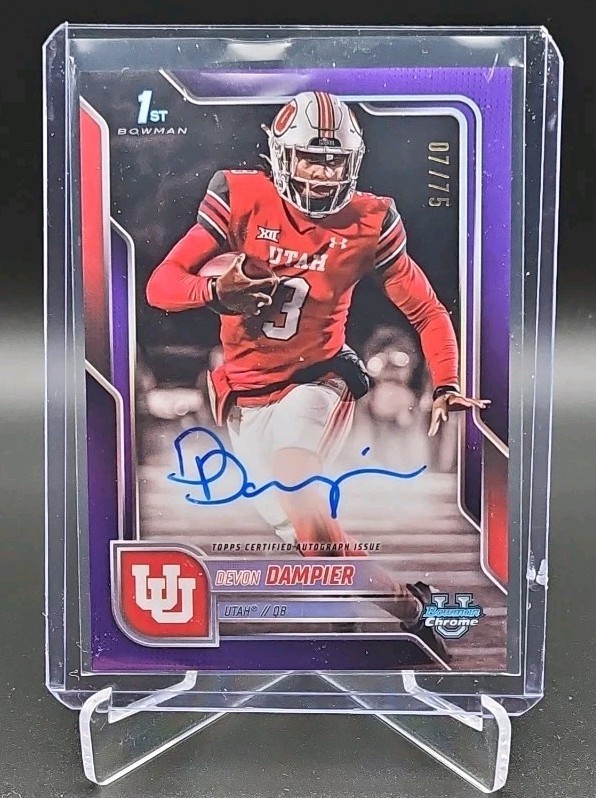 2025 Bowman U Chrome-DEVON DAMPIER- 1st Purple Auto #/75 On Card - Utah Utes