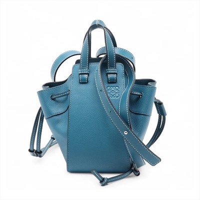 Loewe Hammock Drawstring Mini Leather 2 Way Shoulder Bag Blue