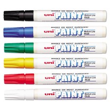 Uni-Paint Oil Based Marker, Medium Point, Assorted Inks,63630, 6/Set