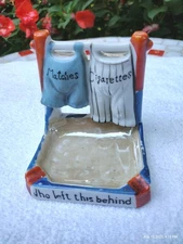 Vintage Lusterware Ashtray Matches Cigarette Holder Hand Painted Ceramic Japan