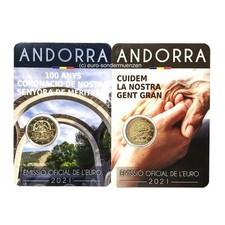 2 x 2 Euro Sondermünze Andorra 2021  100 Jahre Krönung Fr.von Meritxe + Senioren