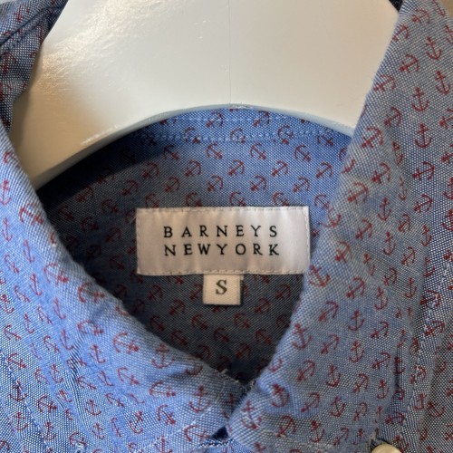 Barneys New York Shirt Mens Small Blue Anchor Button Down Collared Buttons - Picture 4 of 20