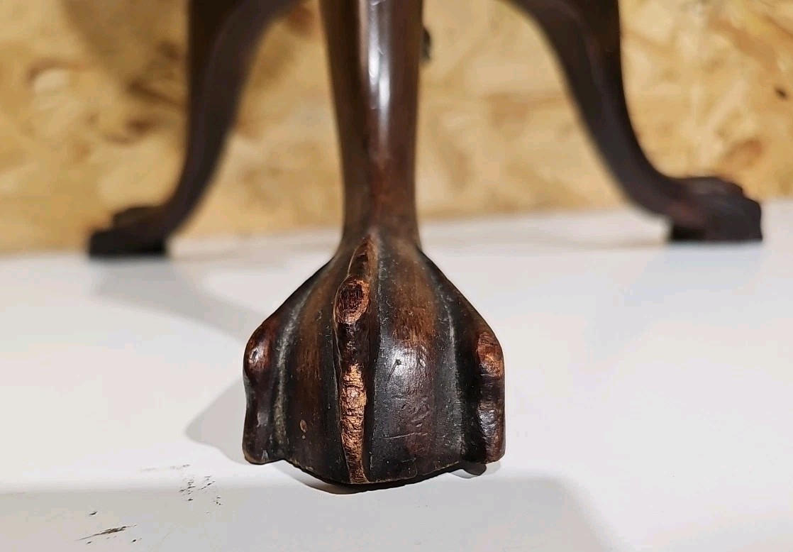 Vintage Dumb Waiter Butler Mahogany Two Tier Round Rotating Occasional Table — image 18