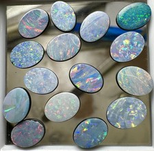 Black Opal Doublets Very Colorful 8mm X 6mm CLOSEOUT 4PC SET A- 63