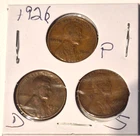 1926 P, D, S Lincoln Wheat Cent, Penny, Fine