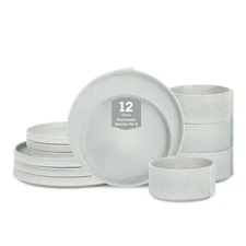 Bao 12-Piece Dinnerware Set Stoneware, Blue-Grey
