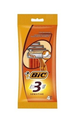 1 Packung 4 BIC 3 Sensitive Dreifachklinge. Herren Einweg Rasierklinge.