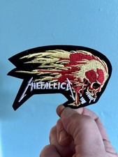 Metallica Iron on Patch Flaming Demon Red Gold White Black Embroidered Metal