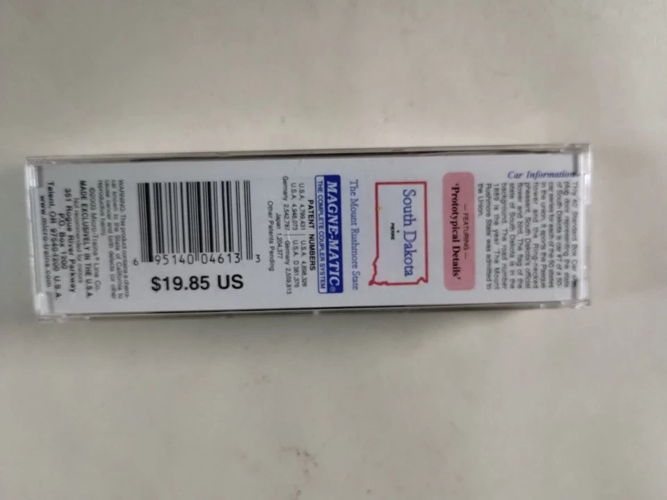 MTL 21371 N Scale South Dakota State Car SD 1889 40' Box Car with Plug Door - Image 4 of 4