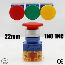 22mm Emergency Stop Pushbutton Switch ON OFF Momentary Latching Red Green Yellow