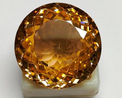 Awesome Citrine Cambodian Round Cut 100 Ct EGL Certified Natural Loose Gemstone