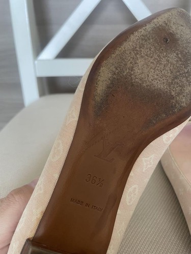 LOUIS VUITTON Monogram Pink Denim Flat Pumps ballet shoes Ribbon Size36.5/US6.5 - Picture 16 of 24
