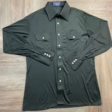 Vintage Givenchy for Chesa Shirt Mens Large Black Long Sleeve 70s Disco Designer