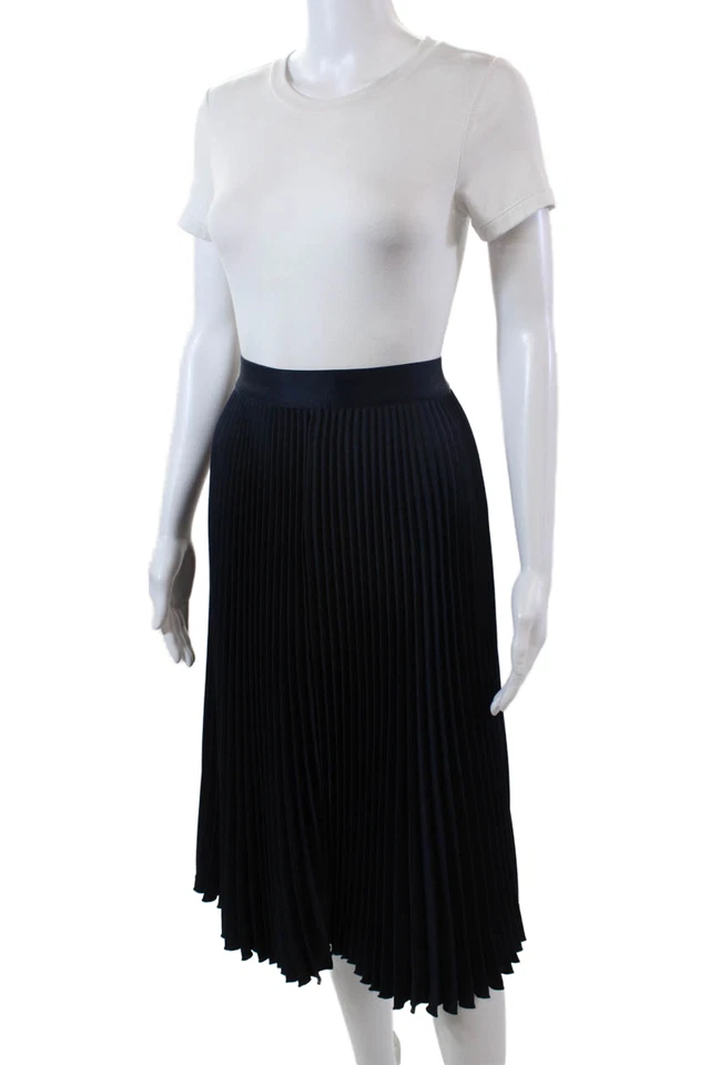 Falda Charlotte Brody Mujer Cremallera Lateral Acordeón Plisada Midi Línea A Azul Marino Talla XS Foto 2 de 4