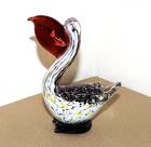 Vtg Murano Style Hand Blown PELICAN w/ FISH Art Glass Figurine- Paper Weight  7"