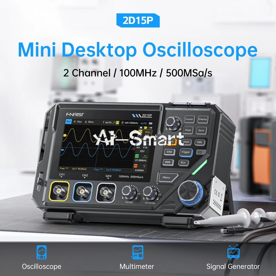 FNIRSI 2D15P Digital Multimeter Oscilloscope Signal Generator 100M 2CH 500MSa/s - Image 2 of 4