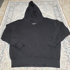 Vintage Nike Hoodie Women XS Black Sportswear Oversized Fleece Center Swoosh 90s