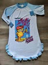 VTG 1978 Garfield "Future Picasso" Nightgown Girls Size 8 Ruffles Sleep Shirt