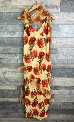 For Love & Lemons Maxikleid Gr. Large gelb Blumenstiele Chiffon Free People