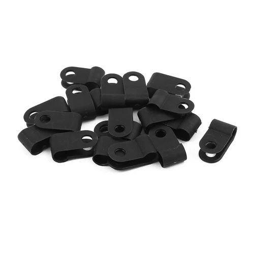 30Pcs Nylon R Type 3/16" 5.3mm Cable Cord Wire Clamp Clip Fastener Black