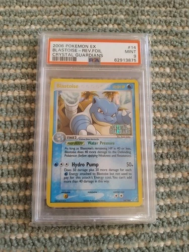 Pokemon Blastoise 14/100 EX Crystal Guardians Reverse Foil Holo Psa 9 Mint Stamp