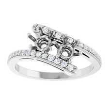 Women Engagement Semi Mount Ring Setting Round 4 mm 925 Silver Natural Zircon