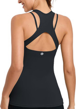 Workout Tank Tops with Built in Bras for Women,Compression Shirt Strappy Back At