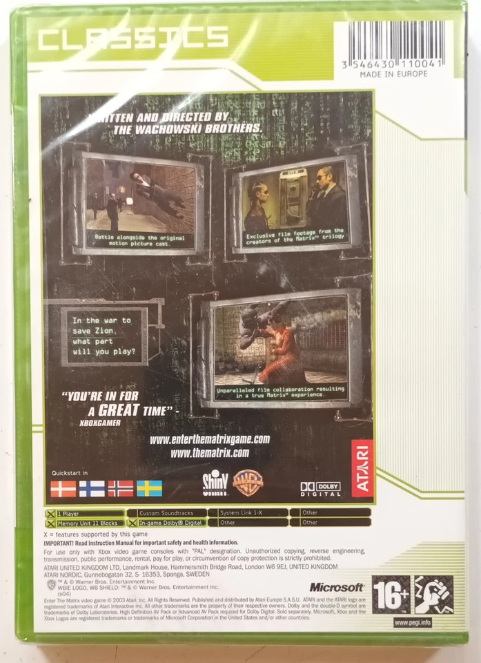 ENTER THE MATRIX XBOX CLASSICS GAME new & Microsoft spine-sealed PAL UK ORIGINAL - Image 2 of 2
