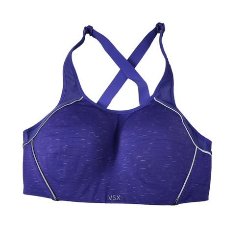 Victorias Secret Sports Bra 36D Purple Crisscross Strap Gym Stretch VSX