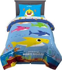 Baby Shark "Playful Underwater" Kids Reversible Twin Bed Set-AB09CFYYL2G2
