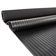 Gummi antirutsch Bodenschutzmatte grobe Riefen Rillen Rippen Schwarz B-100 cm