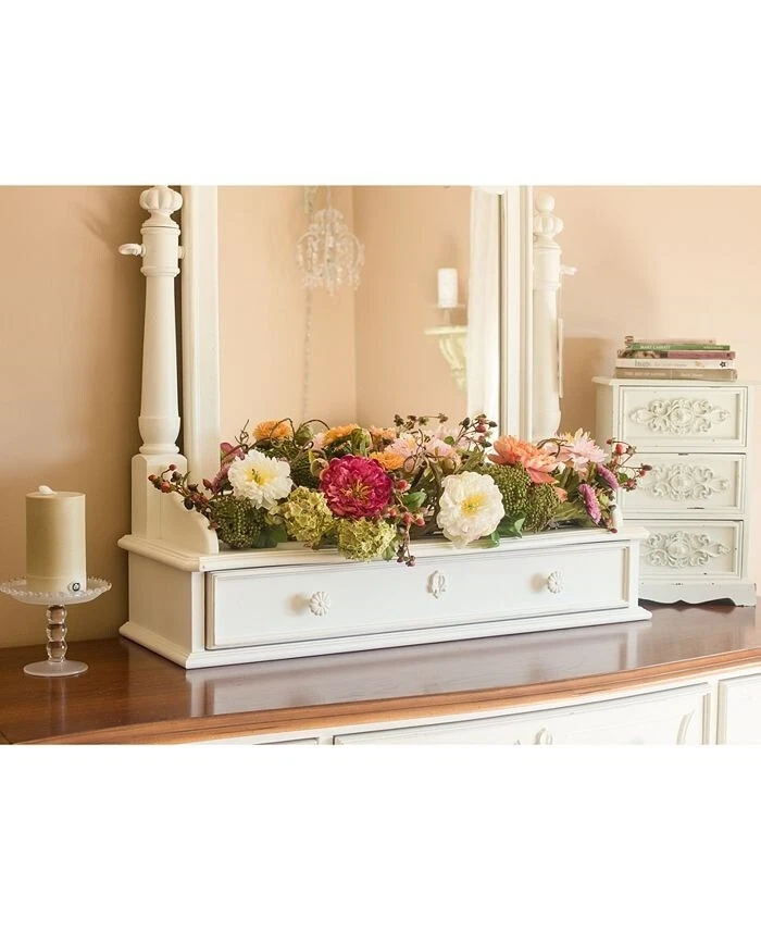 Centro de mesa de peonía mezclada casi natural - 34" decoración de arreglos florales de seda NUEVO Foto 4 de 4