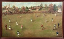 Large 19th Century English Provincial Cricket Match Sporting Scene Landscape