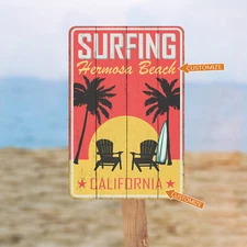 Surf Beach Sign Custom Name Beach House Ocean Waves Nautical Shop 108120130006