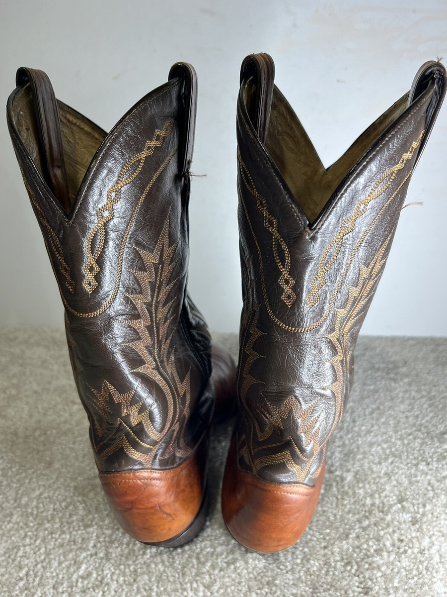 Tony Lama Vintage Western Cowboy Boots Mens 8 D 6531 Brown