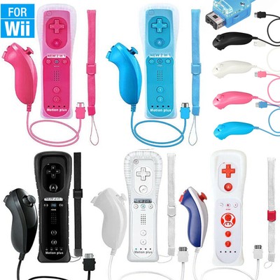Built in Motion Plus Remote Controller For Nunchuck Nintendo Wii Wii U + Strap